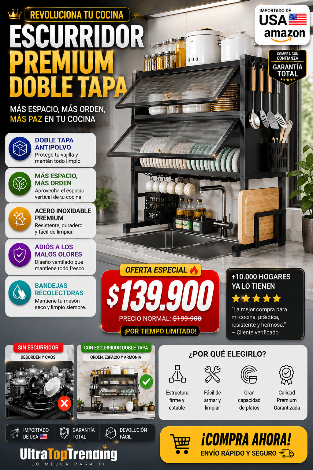 Escurridor Premium doble tapa 2026