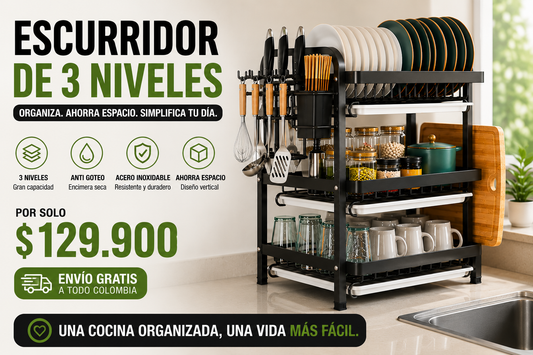 Escurridor de Platos 3 niveles inoxidable