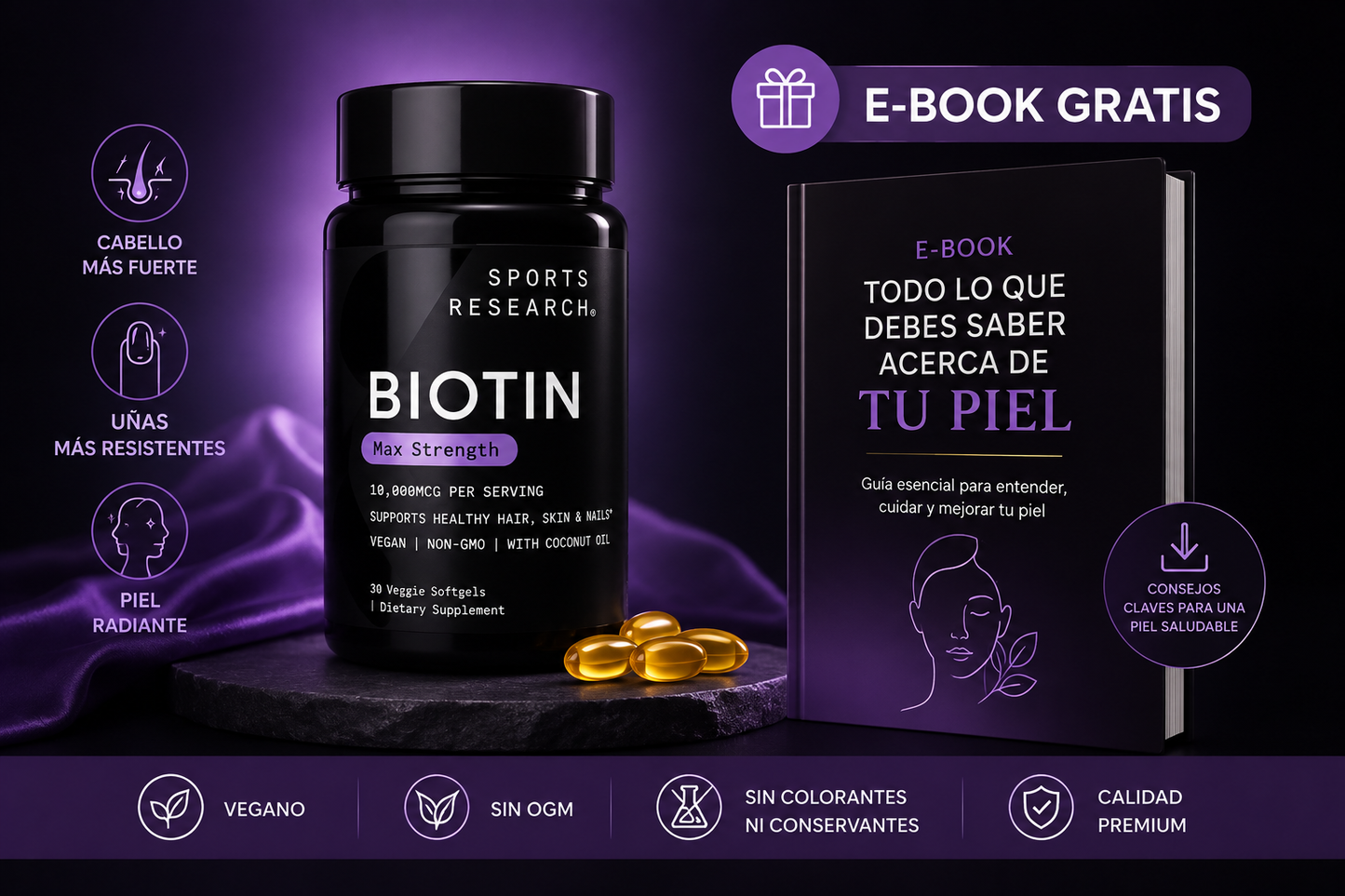 Biotina Ultra Fuerza 10.000 mcg + E-book GRATIS